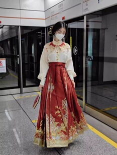 汉服出租新中式 动香重工马面裙云肩敬酒订婚服中式 伴娘服租赁 罗袖