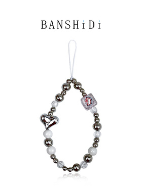 ins镀银手机挂绳电镀电话挂件爱心方块小熊串珠手机链ccd挂绳短款挂链手腕diy挂相机钥匙扣珍珠挂饰班诗迪