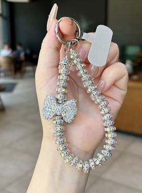 【班诗迪】轻奢钻石蝴蝶结手机挂绳diy闪钻手机链高级感女款包包手机壳挂饰ccd网红奢华手腕金属串珠手链