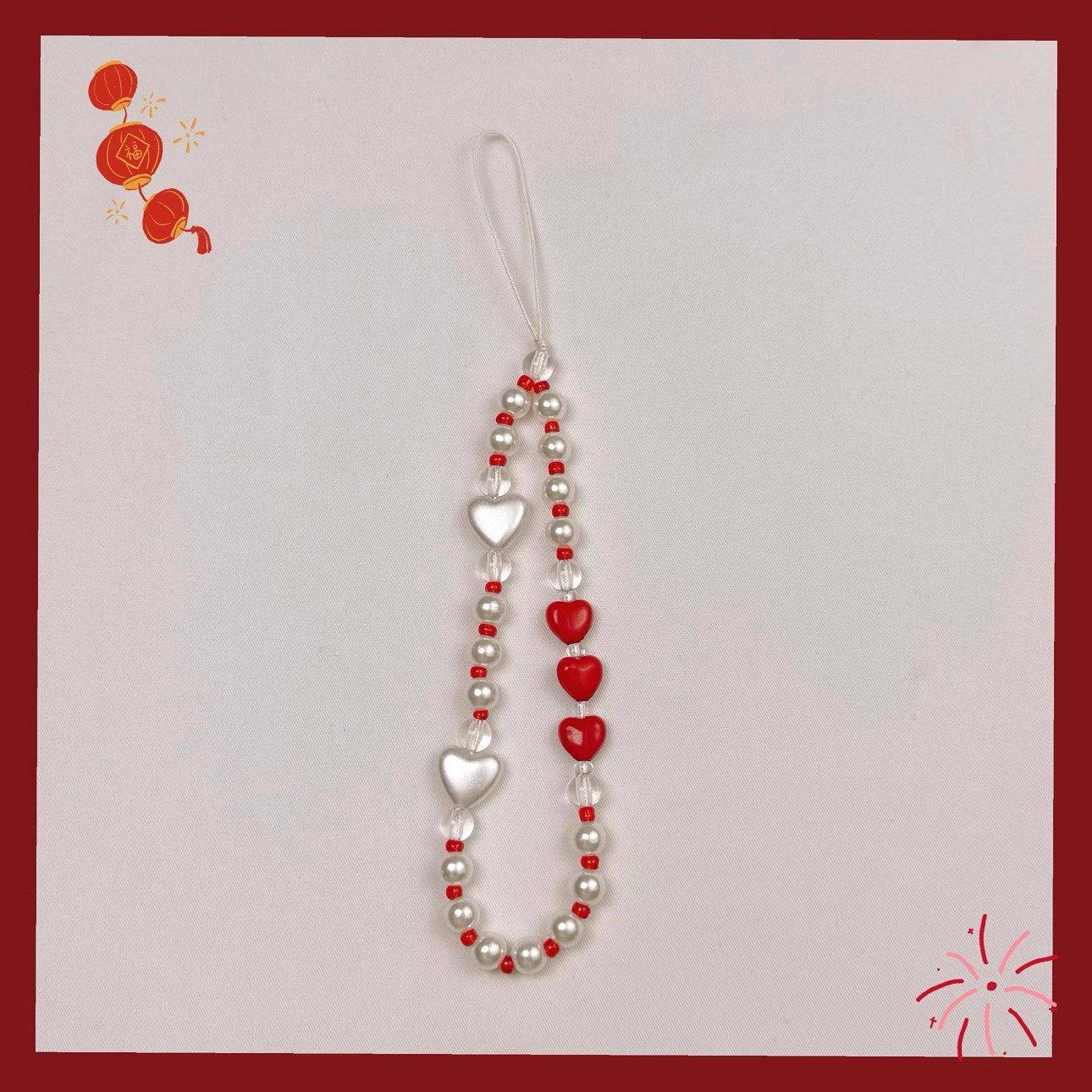 手机挂绳新年新气象红白拼色爱心挂绳短款挂手腕氛围感拉满女款可挂手机壳ccd相机结实不易断防摔防丢手机绳,3C数码配件,手机挂件/手机链,淘宝优惠券,粉丝福利购,淘宝优惠卷