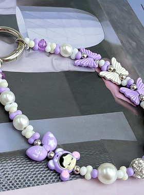 优质金属手机链条ins创意手机链手机挂绳五金串珠轻奢高级感挂绳短款挂链手腕挂饰ccd通用手机壳链条合金蝴蝶