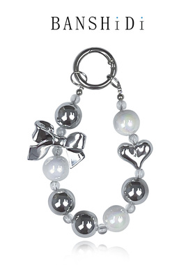 班诗迪原创手机挂绳diy手机链电镀ins挂件蝴蝶结镀彩大圆珠串珠挂链镀银爱心可爱相机镀银圆珠链条ccd挂饰