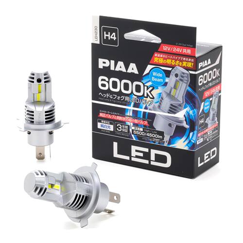 PIAA 大灯/雾灯用 LED 6000K无控制器类型12V/24V通用4500lm H4