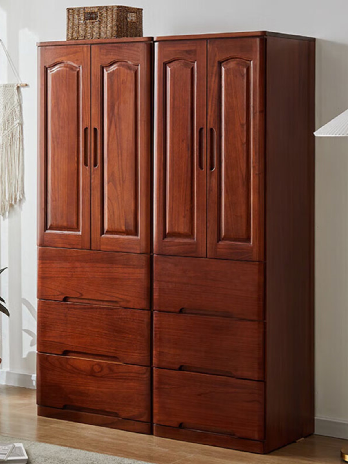 实木衣柜现代简约衣橱储物柜卧室多功能收纳置物柜可挂式家用整装