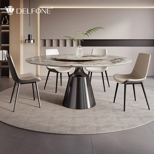 德利丰岩板餐桌圆桌意式轻奢