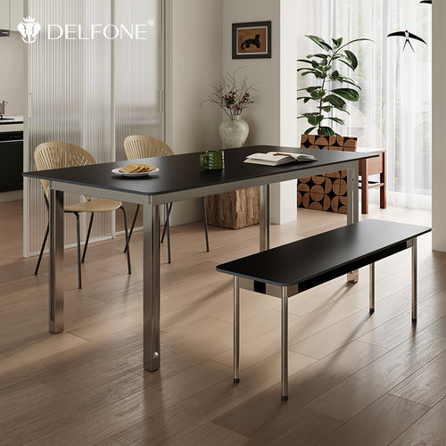 德利丰不锈钢脚岩板餐桌