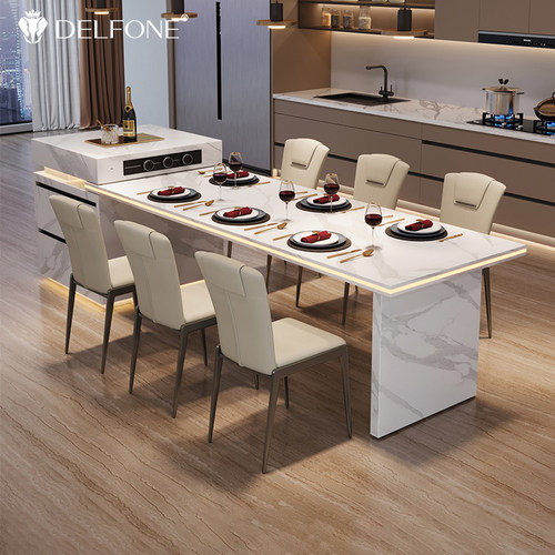 德利丰轻奢可伸缩全岩岛台餐桌