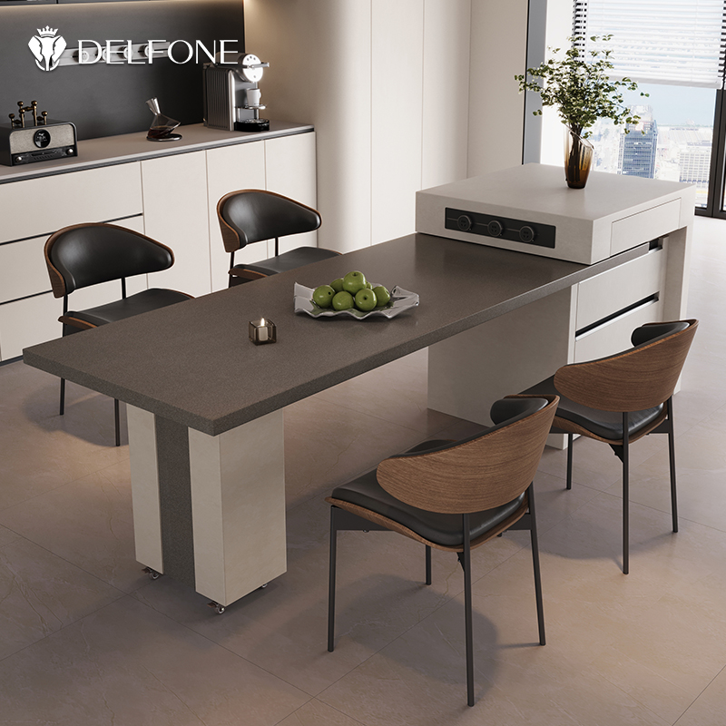 德利丰意式可伸缩岛台餐桌一体