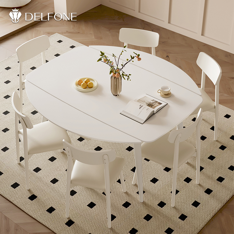 德利丰方圆两用伸缩岩板餐桌