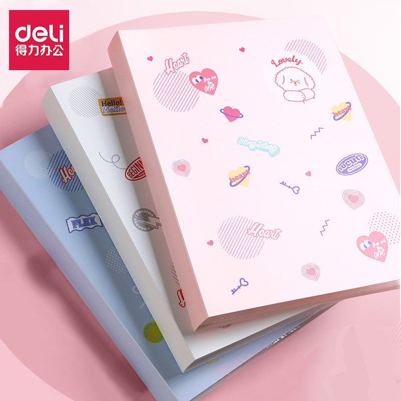 得力卡通资料册a4学生60页奖