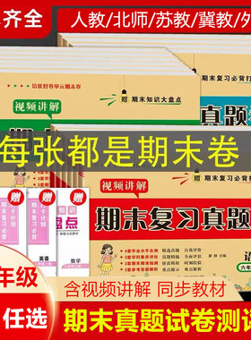 期末冲刺100分一年级二年级三年级四五六年级上册下册试卷测试卷语文数学英语人教版北师大苏教版冀教版小学期末复习真题考试卷子