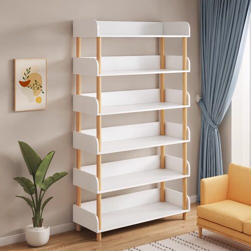 书架落地置物架多层收纳架实木腿