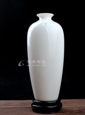 陈行一德化c白瓷手绘梅花羊脂玉瓷花瓶家居办公室客厅玄关陶瓷摆