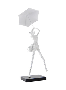 Rzone 撑伞少女铁艺女孩摆件创意家居样板房P客厅现代简约软装饰