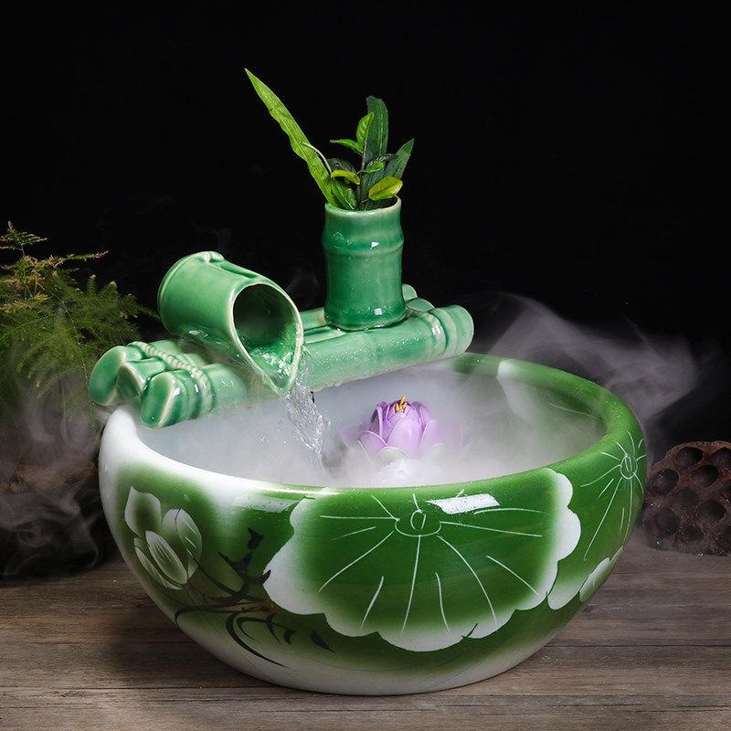 现货速发景德镇陶瓷流水鱼缸小型家用客厅桌面缸T室内喷泉加湿器,宠物/宠物食品及用品,桌面缸,淘宝优惠券,粉丝福利购,淘宝优惠卷