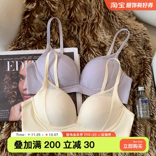 法式网纱拼接夏内衣女小胸聚拢深V无钢圈半贴合收副乳无痕文胸罩