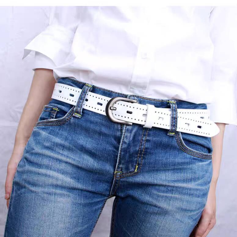 日本品质皮带女士牛仔裤百搭真皮设计感小众复古棕色装饰细腰带女