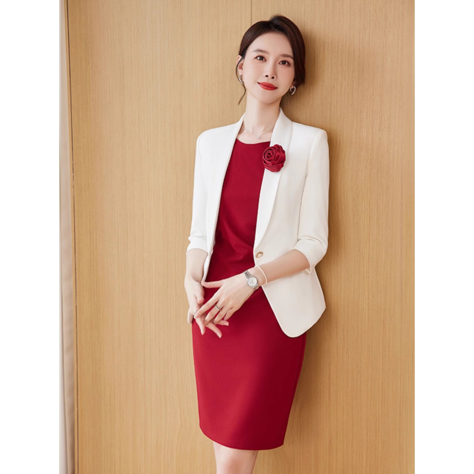 日本品质西装裙子两件套女秋季职业装女神范西服外套内搭连衣裙套