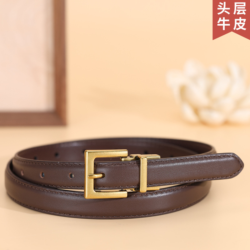 日本品质起 头层牛皮皮带女复古ins简约百搭真皮腰带女装饰显瘦配