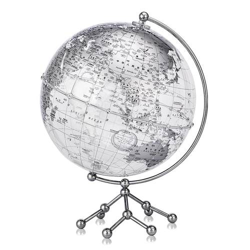 25cm中英文银色政区透明地球仪(水晶版)