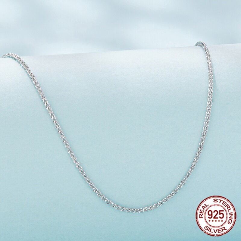 s925纯银镀白金基础项链