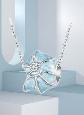 夏季蓝色海螺贝壳项链吊坠s925纯银镀白金洋风项饰饰品