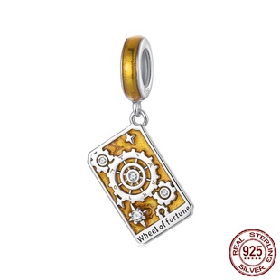 神秘塔罗牌 - 命运之轮吊坠s925纯银diy卡牌串珠配件饰品