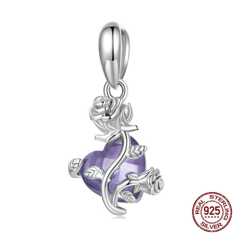 s925纯银玫瑰花吊珠手链