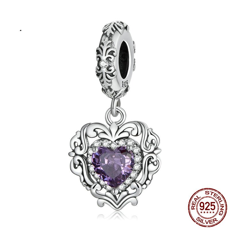 s925纯银古典爱心吊坠手链