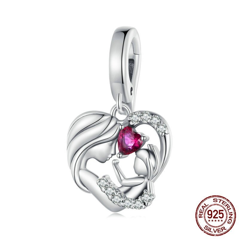 s925纯银母子拥抱爱心吊坠diy手链心形配件串珠散珠饰,饰品/流行首饰/时尚饰品新,银饰吊坠,淘宝优惠券,粉丝福利购,淘宝优惠卷