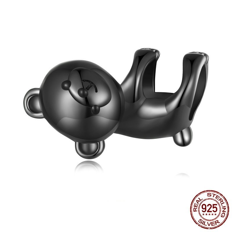 s925纯银镀黑金可爱黑色小熊串珠diy手链珠子饰品,饰品/流行首饰/时尚饰品新,其他DIY饰品配件,淘宝优惠券,粉丝福利购,淘宝优惠卷