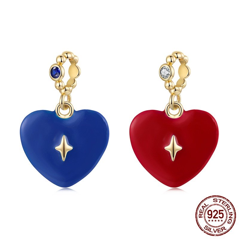 百搭安哥拉红蓝爱心吊坠s925纯银diy心形散珠饰品珠子串珠,饰品/流行首饰/时尚饰品新,银饰吊坠,淘宝优惠券,粉丝福利购,淘宝优惠卷