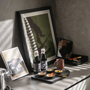 样板间厨房软装台面组合套装日式仿真寿司实物装饰画托盘饰品摆件