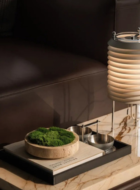 简约现代样板间大堂桌面摆件饰品客厅茶几大理石仿真苔藓盆栽摆件