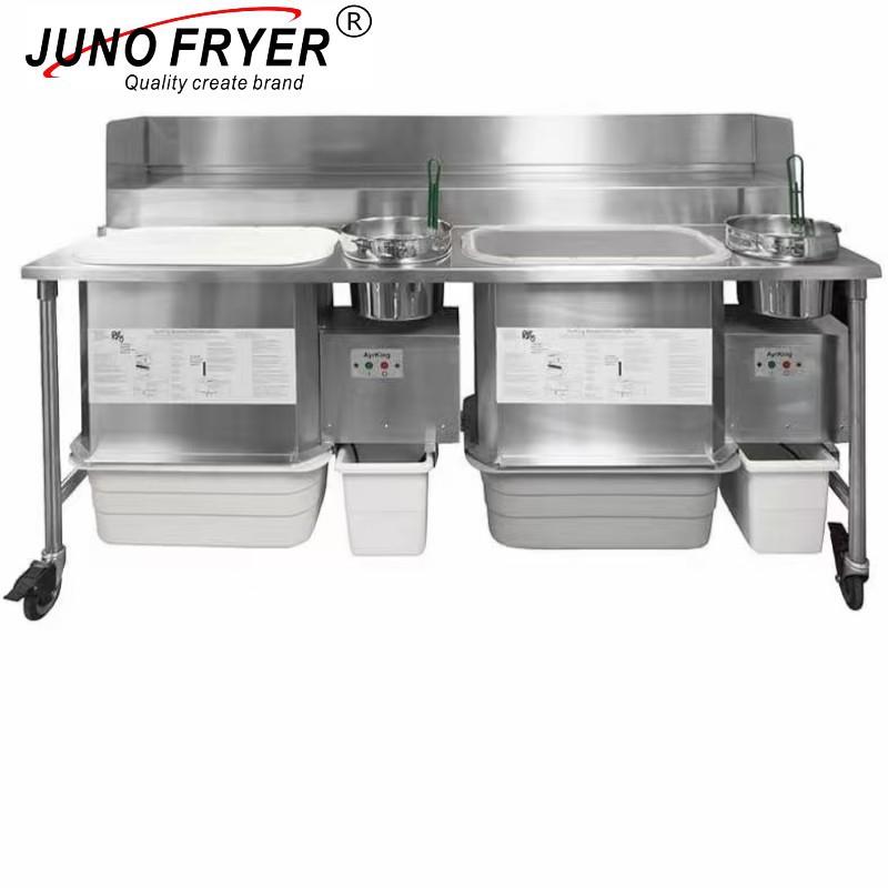 君诺电动旋转裹粉台商用螺旋炸鸡电动裹粉台自动筛粉裹粉机