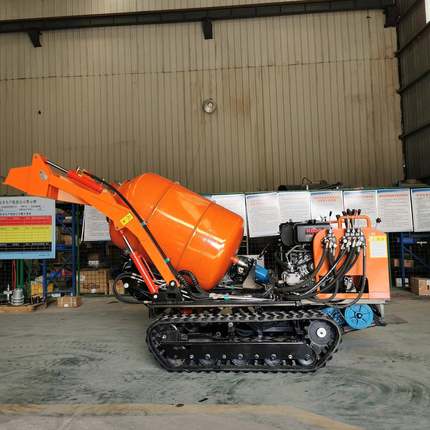 自行走混凝土搅拌机全地形履带搅拌罐车小型自动上料设备多功能