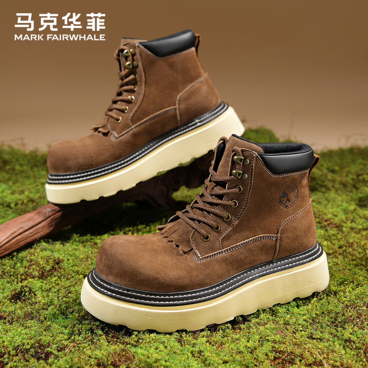 马克华菲官方旗舰男鞋增高马丁靴
