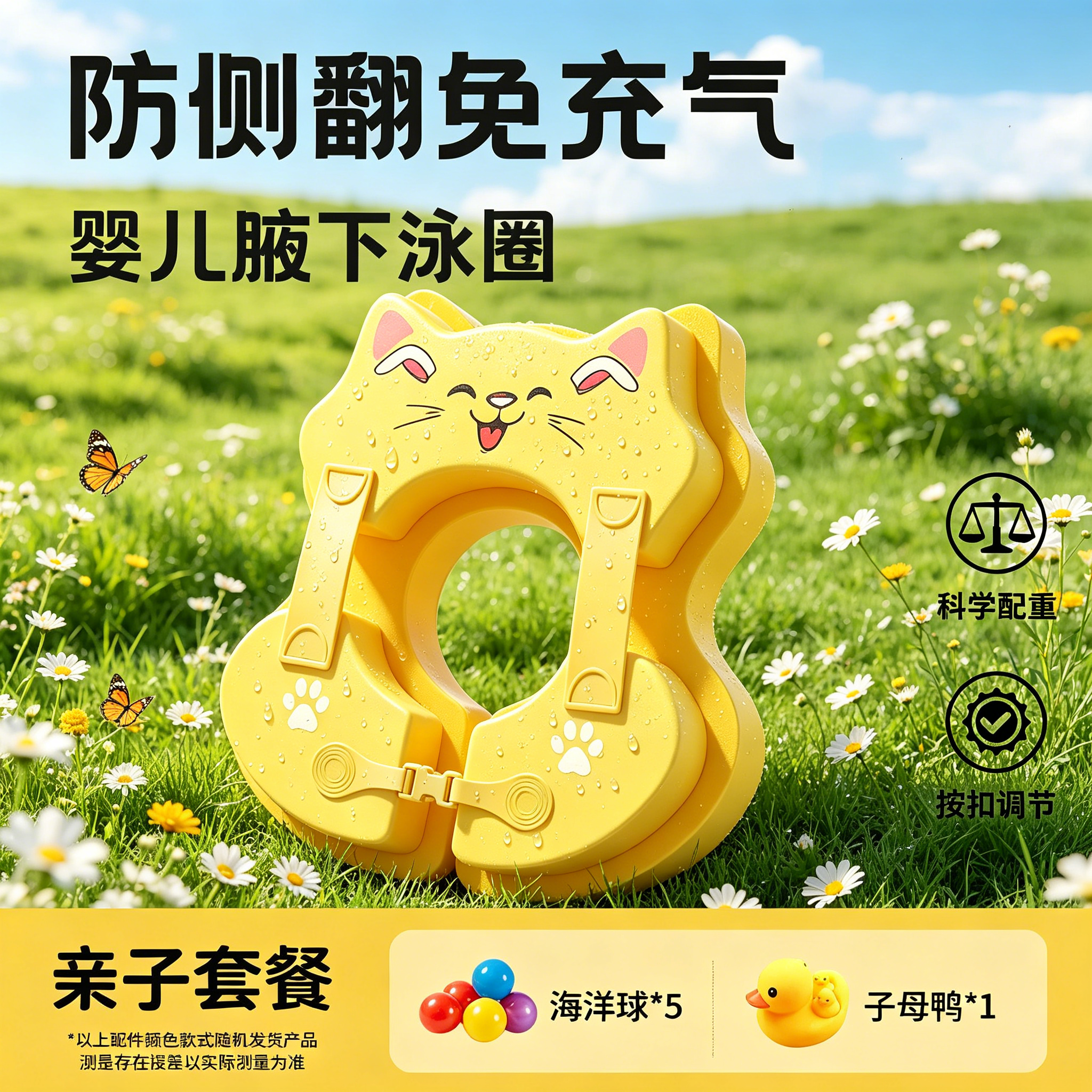 婴儿宝宝游泳圈免充气防侧翻加厚