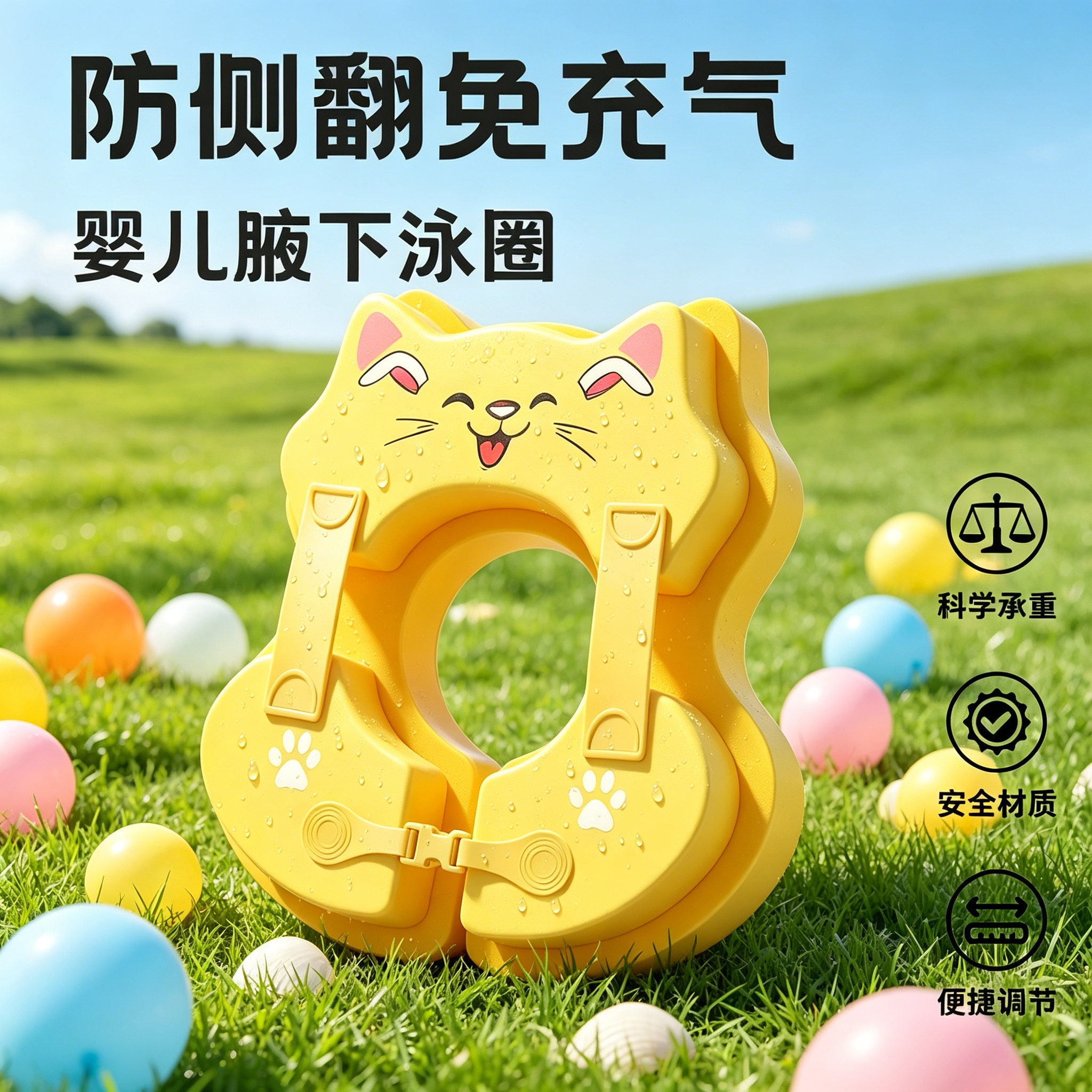 婴儿宝宝游泳圈免充气防侧翻加厚