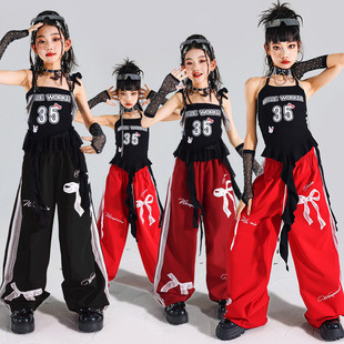 女童爵士舞演出服兒童hiphop街舞服裝 女團走秀表演潮 少兒甜酷套裝