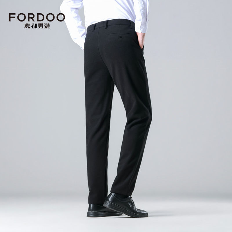 FORDOO/虎都2024春夏新款男士商务休闲长裤透气腰部抽绳直筒裤
