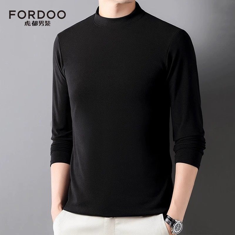 FORdoo/虎都双面德绒圆领打底衫2023秋冬新款长袖上衣