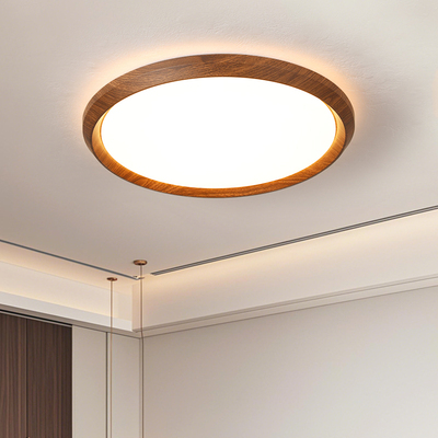 胡桃木纹色卧室灯LED吸顶灯主卧房间饭厅书房2025新款中古风灯具