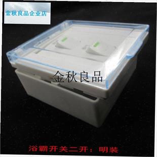 浴霸开关二开两开浴室防水开关带盖E照明换气2开翻盖二合一通用8,