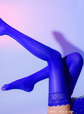 马油丝袜女8D性感油亮过膝袜硅胶大腿袜马油袜孔雀边油光长筒袜女