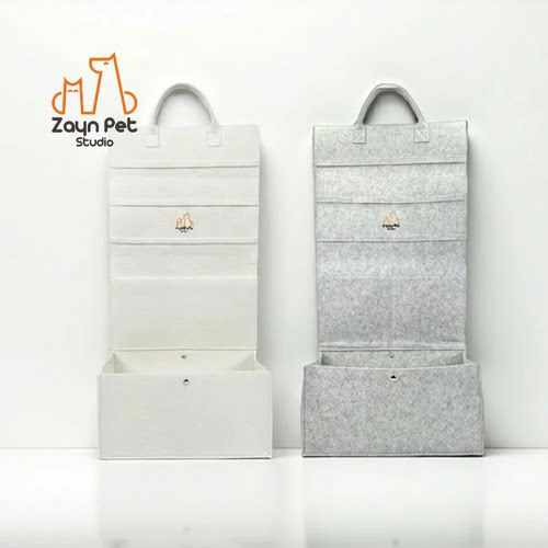逗猫棒收纳挂袋大容量毛毡墙挂式