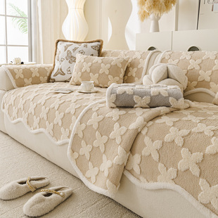 可爱风2026秋冬款舒棉绒异形沙发垫云感防滑坐垫全盖沙发套罩