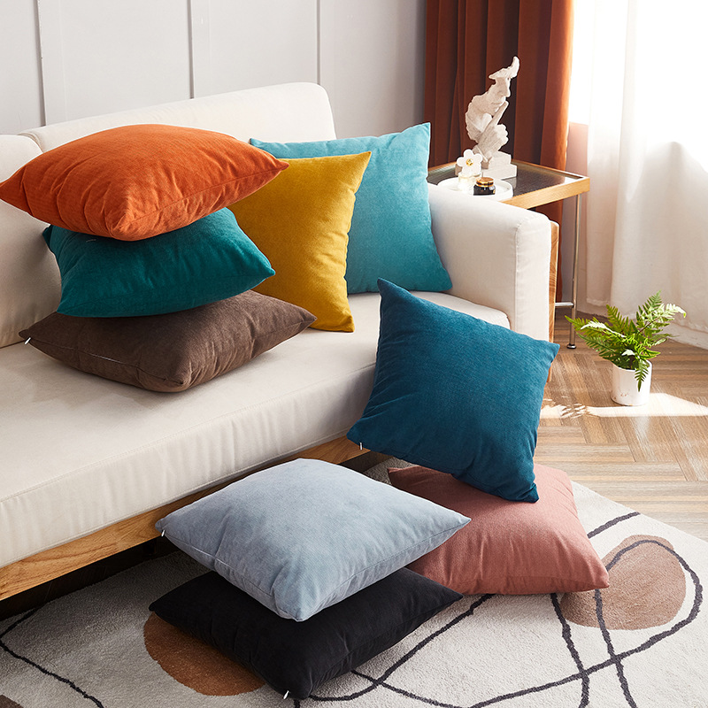 简约北欧风抱枕客厅沙发纯色靠垫床头靠枕椅子大靠背办公室腰枕套