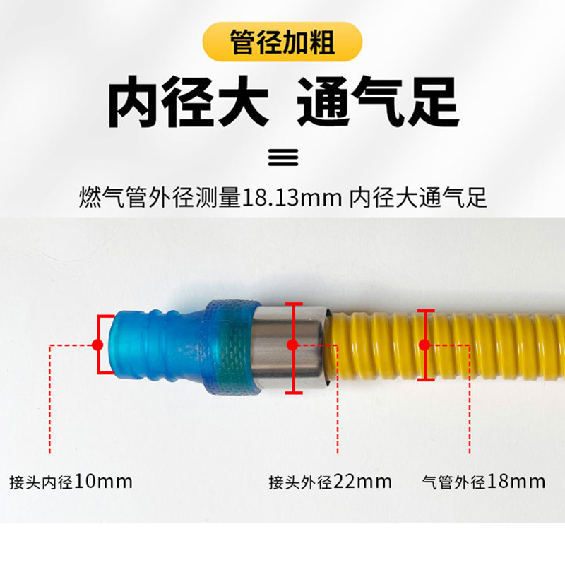 极速天然气软管燃气管子不锈钢连接D管煤气灶波纹管道家用防爆金