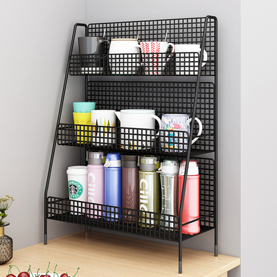 新品杯架子置物架水杯茶杯办公室收纳层架L桌面双层家用咖啡玻璃
